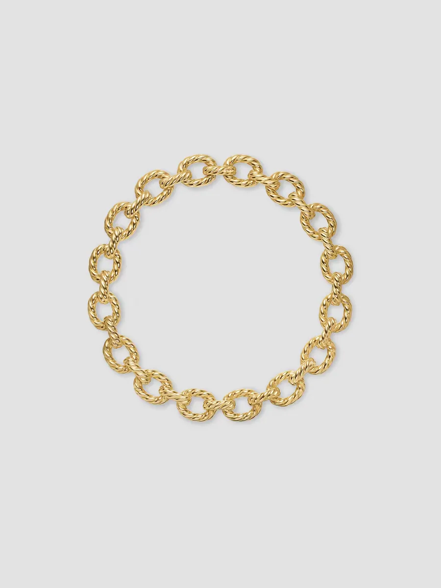 18K Yellow Gold Sculpted Cable Oval Link Necklace - 20"