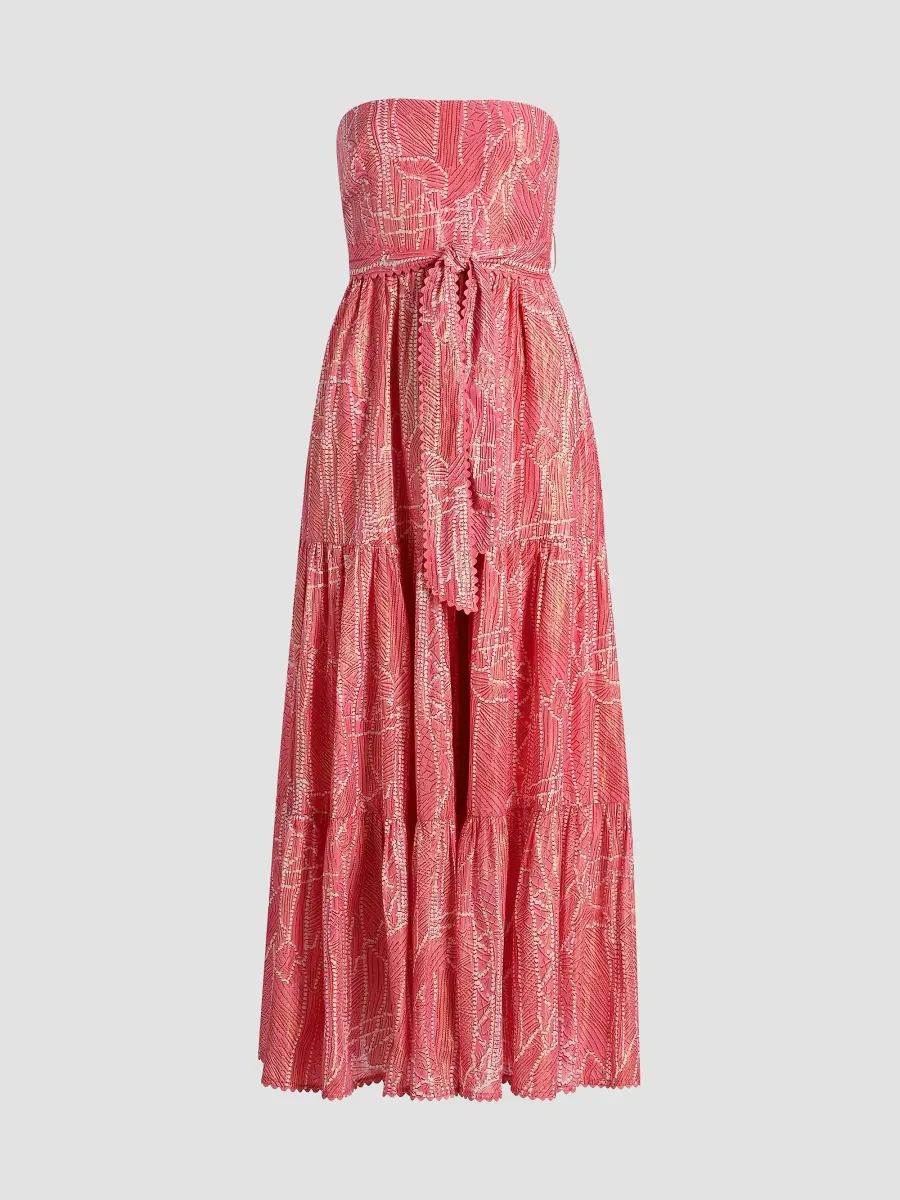 Thelma Printed Cotton Strapless Tie-Waist Maxi Dress by Poupette St Barth
