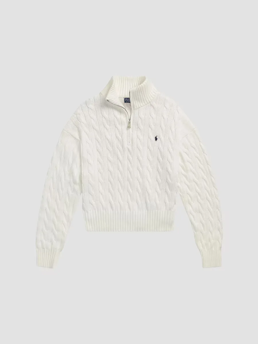 Cotton Cable-Knit Quarter-Zip Sweater by Polo Ralph Lauren