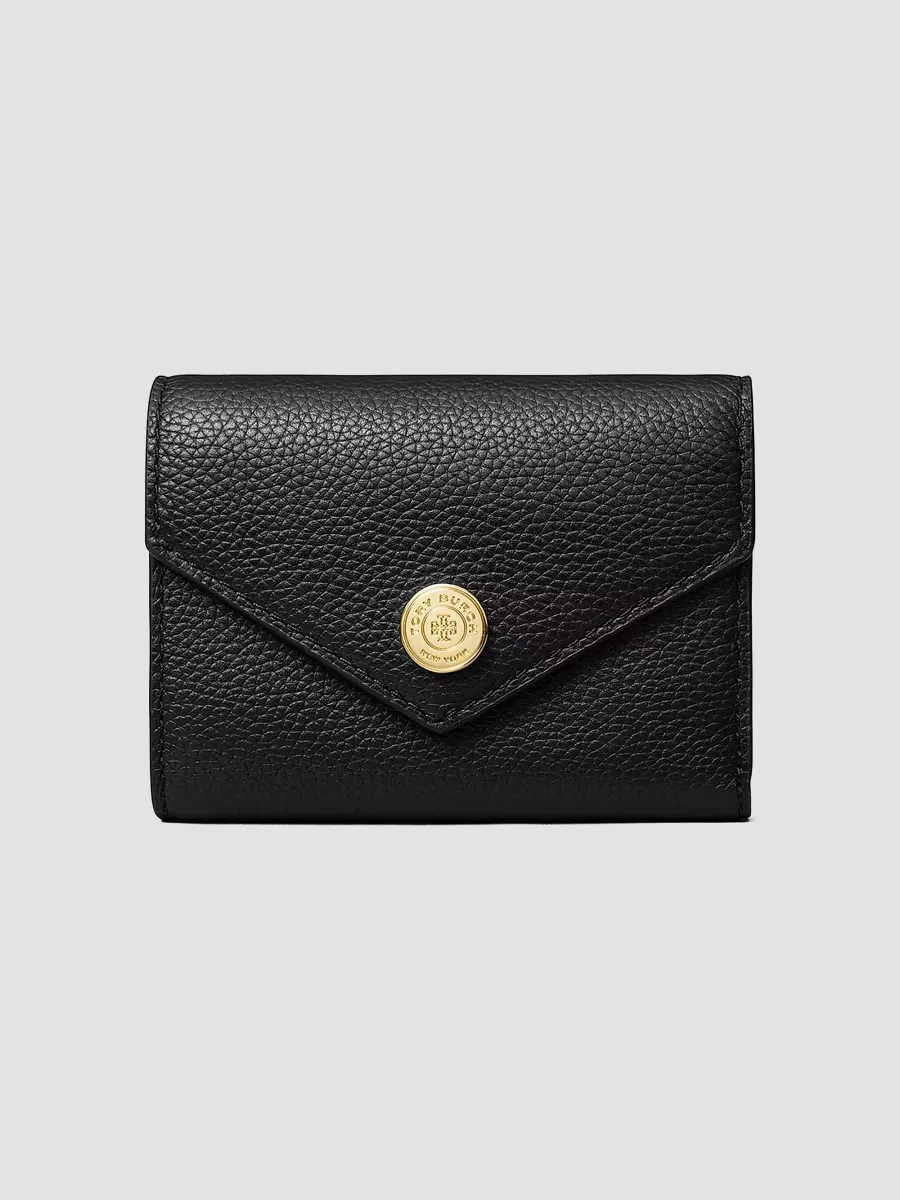 T Monogram Small Pebbled Leather Wallet by Tory Burch