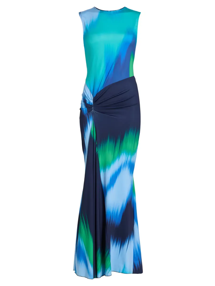 Annie Abstract Ruched Jersey Maxi Dress by Eywasouls Malibu