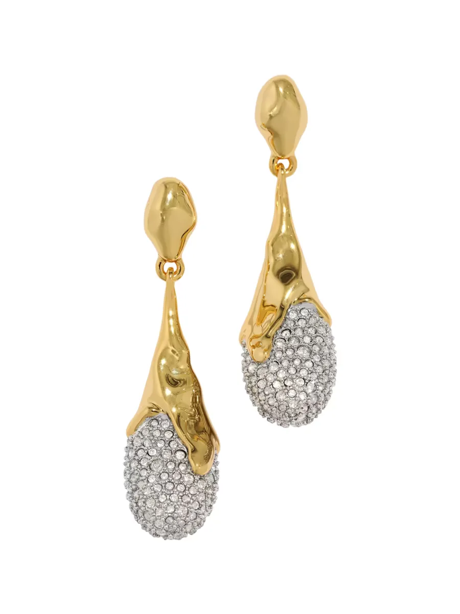 Solanales Orbiting 14K-Gold-Plated, Rhodium-Plated & Glass Crystal Teardrop Earrings