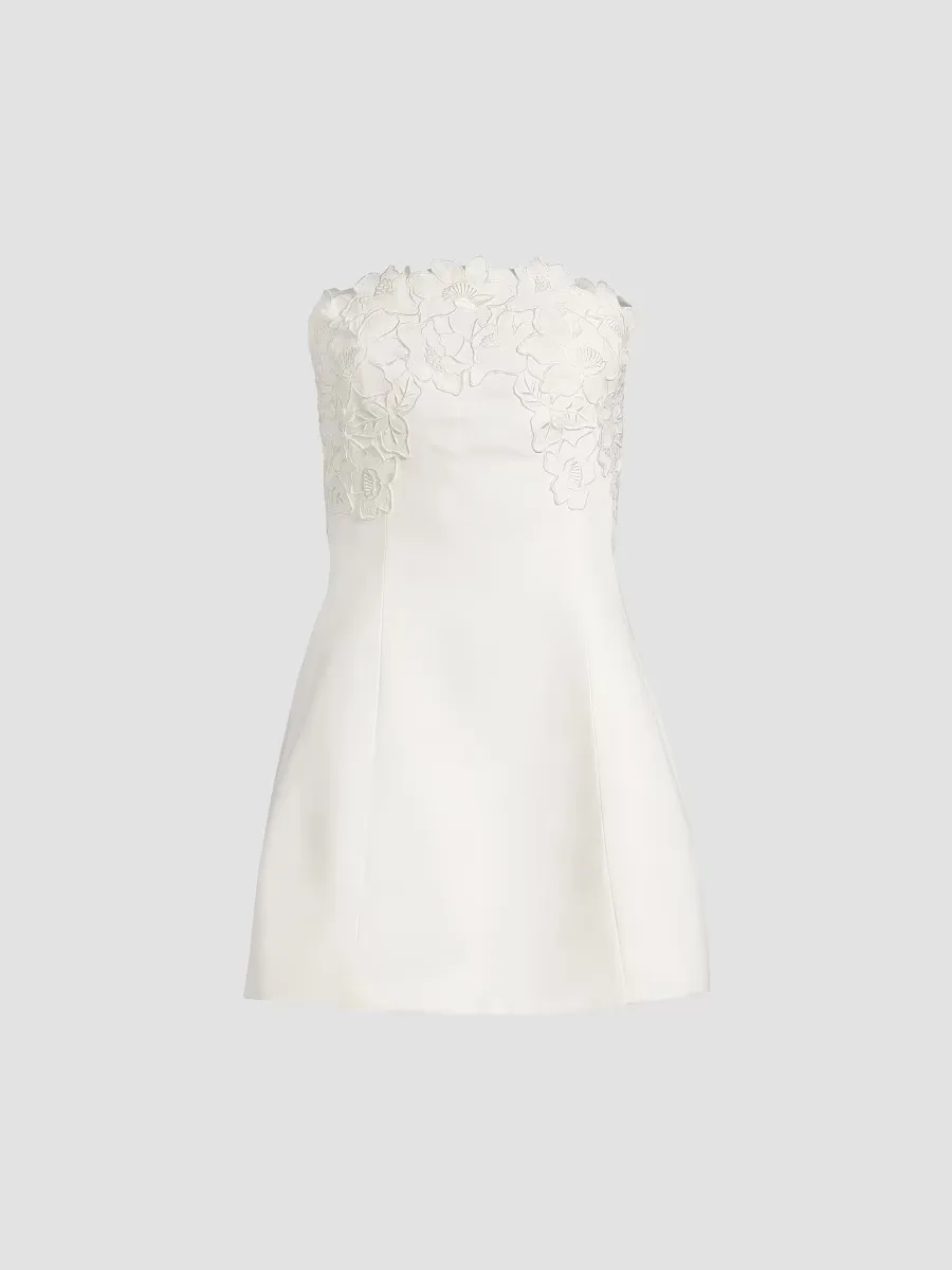 Alanna Embroidered Strapless Minidress
