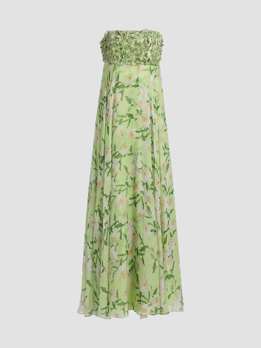Ames Floral Embellished Strapless Gown by SACHIN BABI