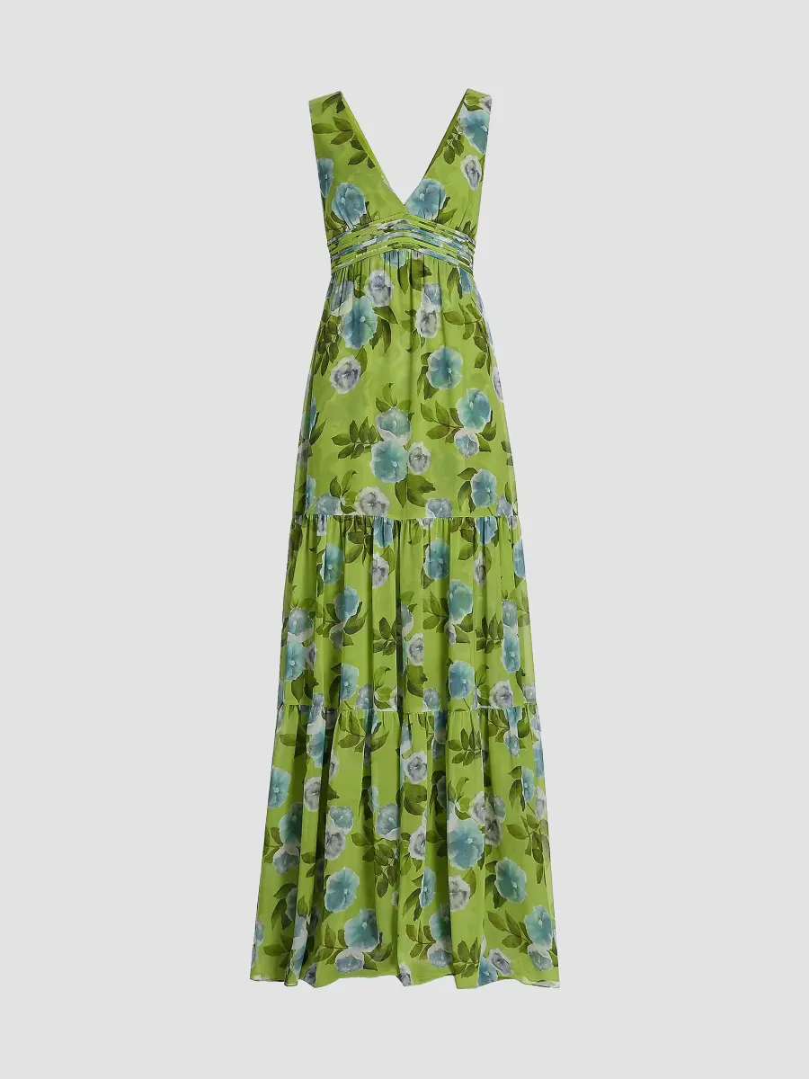 Emilie Floral Chiffon A-Line Gown