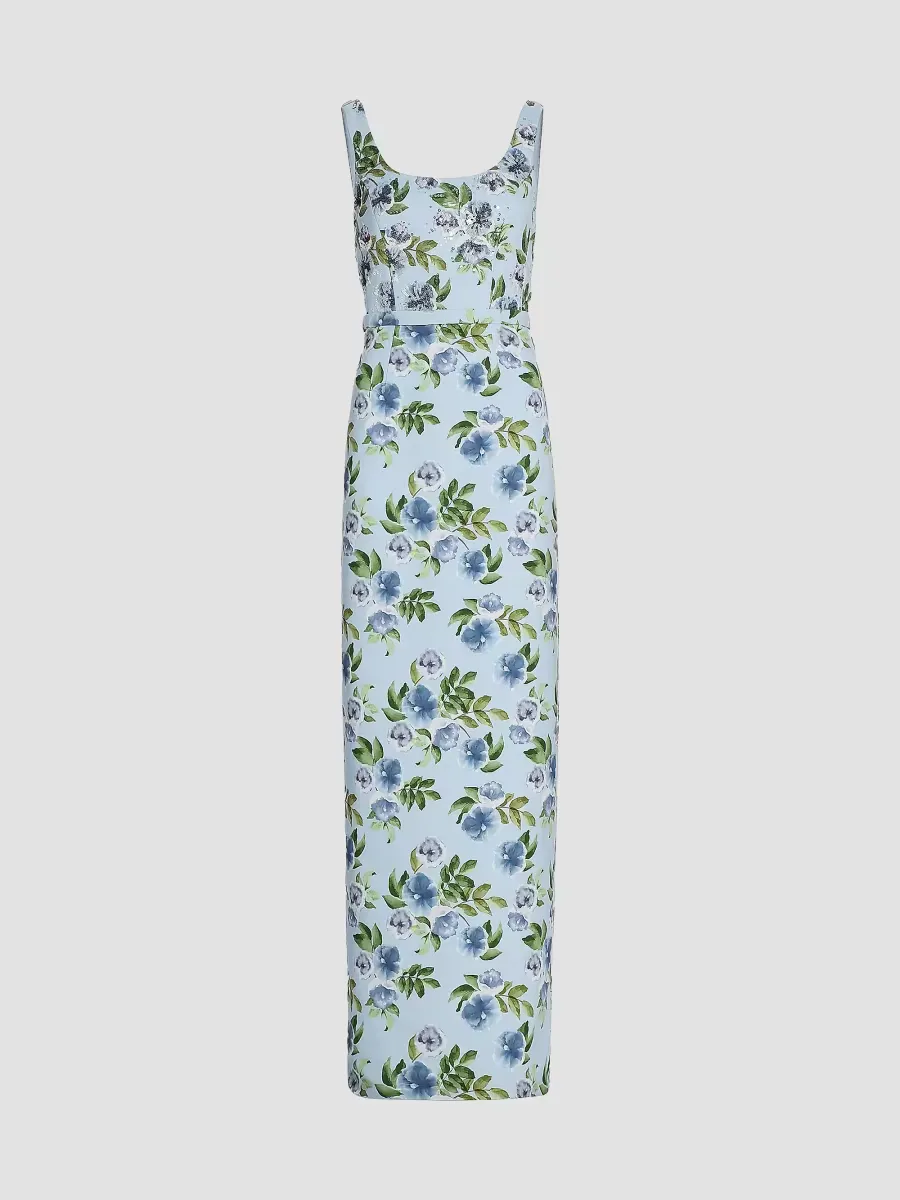 Lana Floral Faille Column Gown by SACHIN BABI