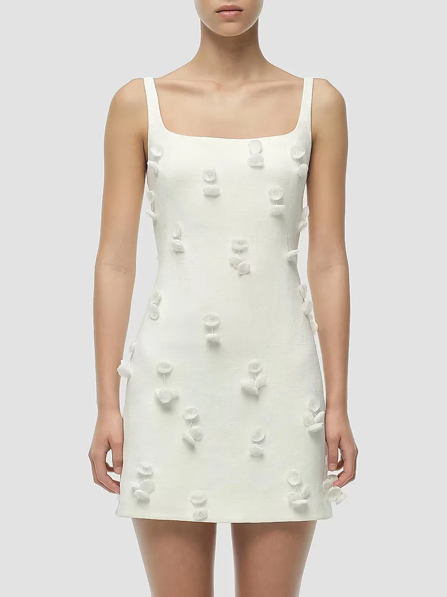 Cailinn Appliqu Linen-Blend Minidress