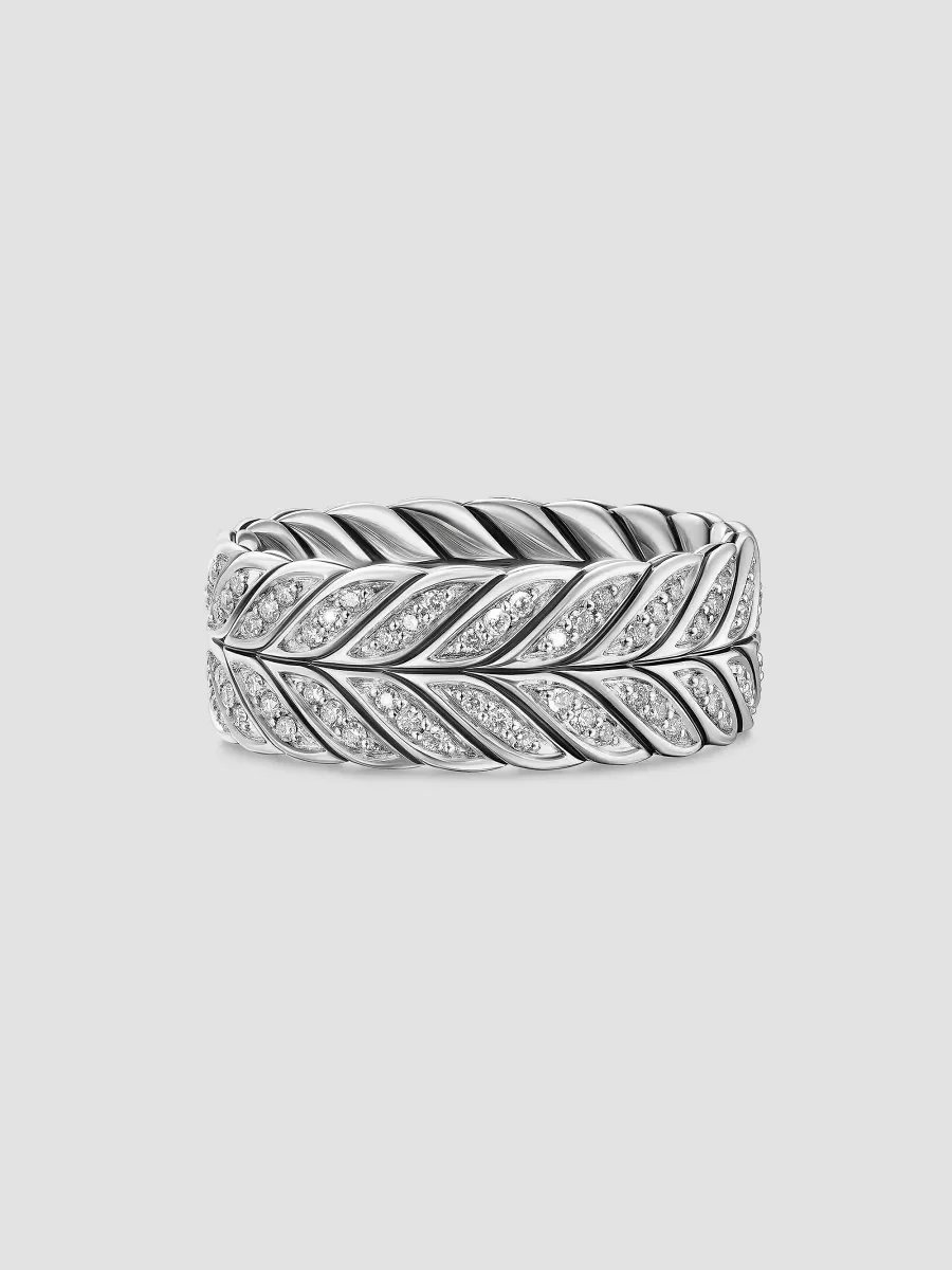 Chevron Pavé Band Ring in Sterling Silver