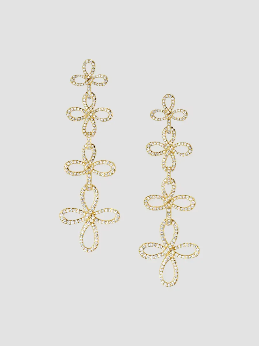 Wisteria Statement Drop Earrings in 18K Yellow Gold with Diamonds, 88.7MM by David Yurman