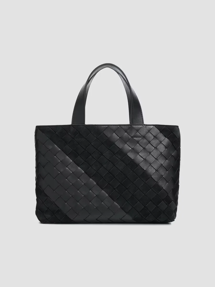 Mini Striped Intrecciato Leather & Suede Zipped Tote by Bottega Veneta