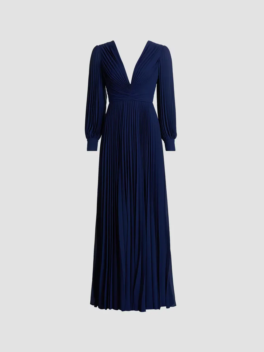 Sunburst Pleated A-Line Gown