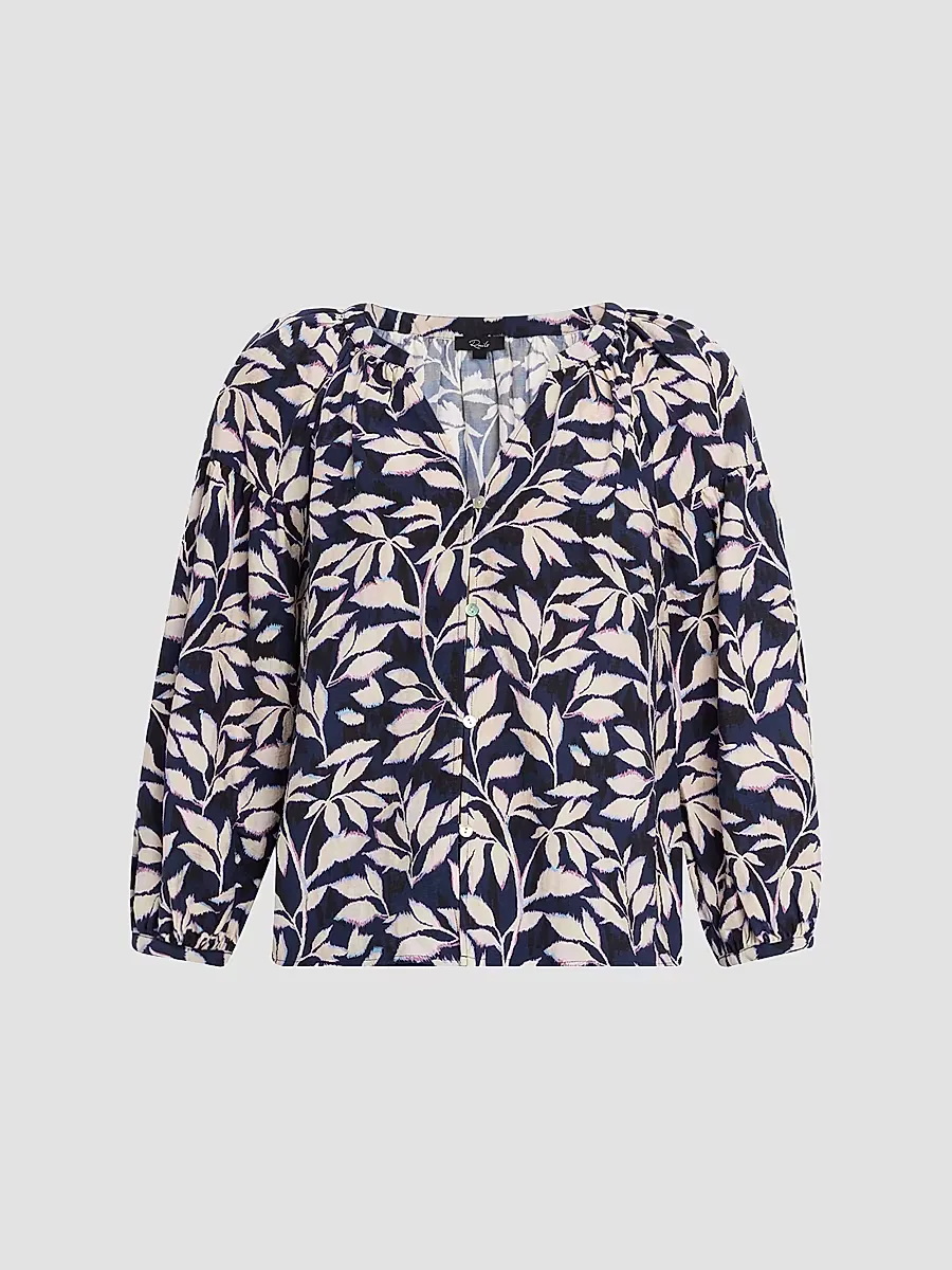 Vasia Printed Button-Front Blouse by Rails