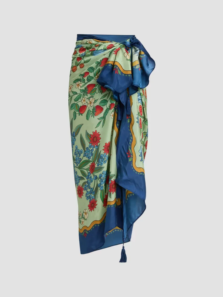 Fruit Beauty Faded Printed Cotton Sarong by FARM Rio