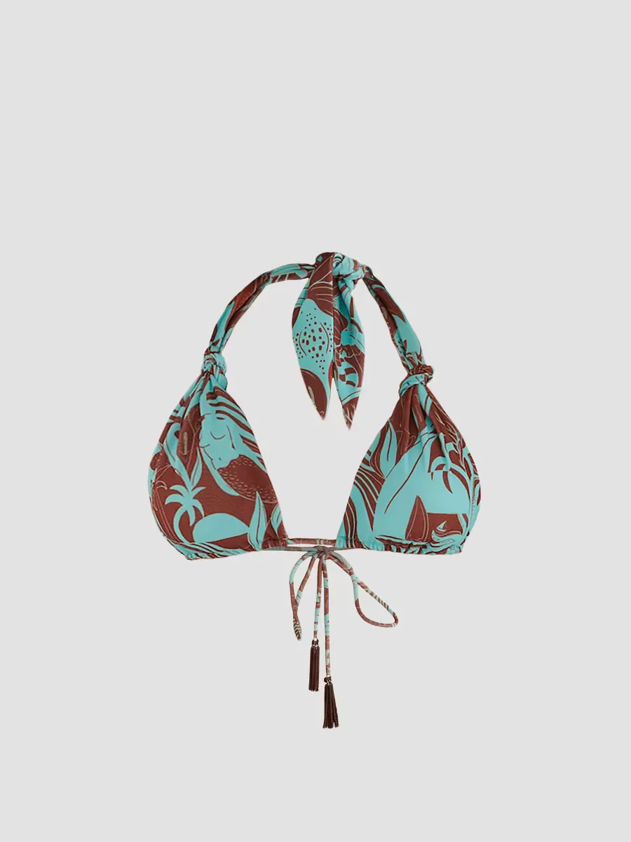 Tropical Print Elongated Bikini Top by FARM Rio