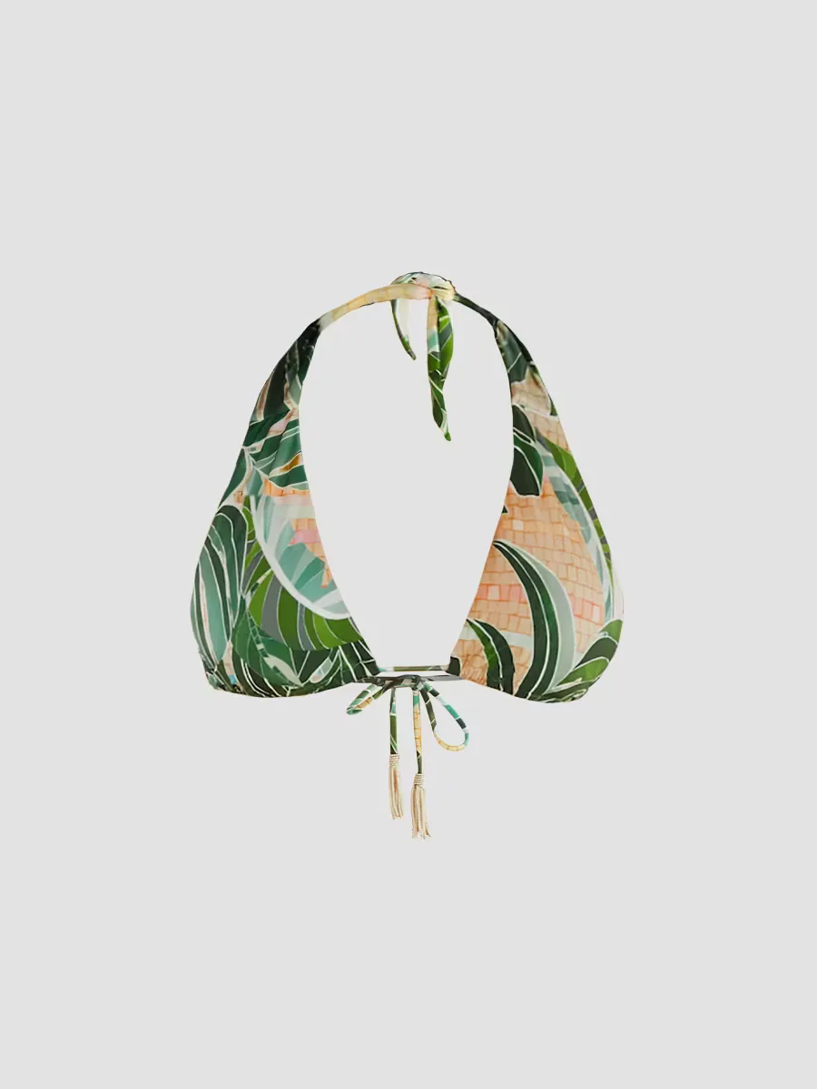 Palm Print Elongaited Bikini Top by FARM Rio