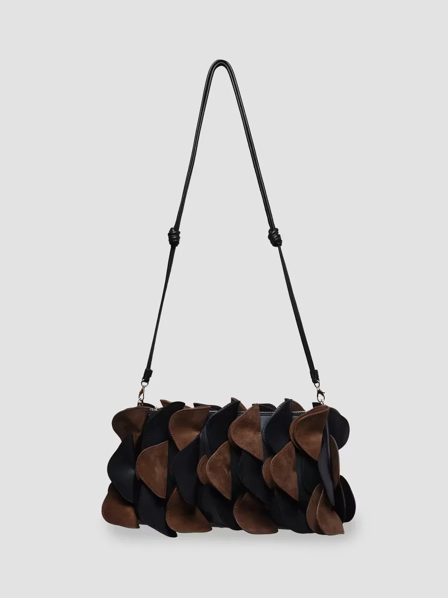 Leather & Suede Flower Clutch Bag by FARM Rio