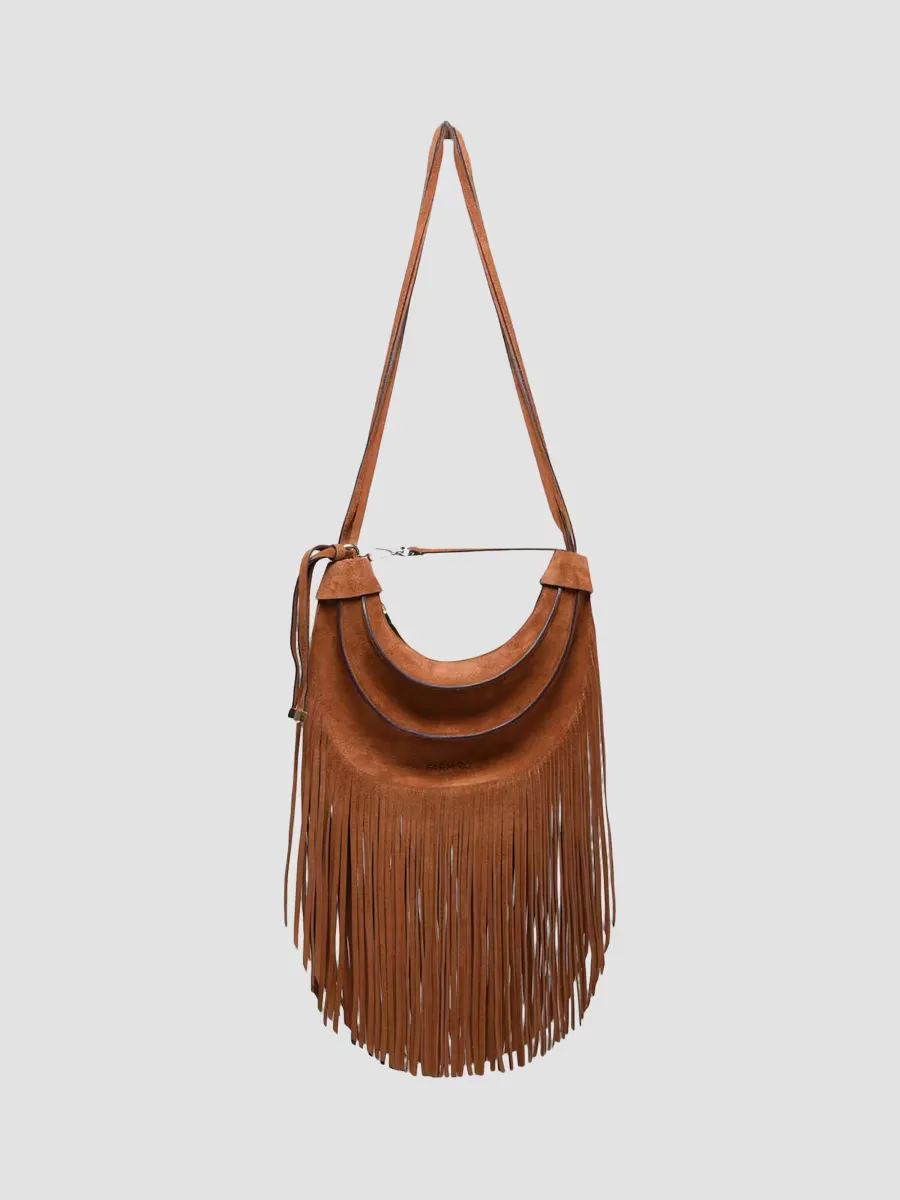 Suede Fringe Hobo Banana Bag by FARM Rio