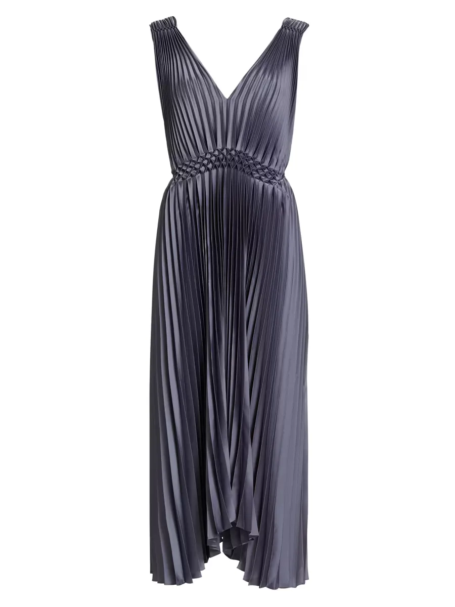 Smocked Pleated Midi-Dress by Vince