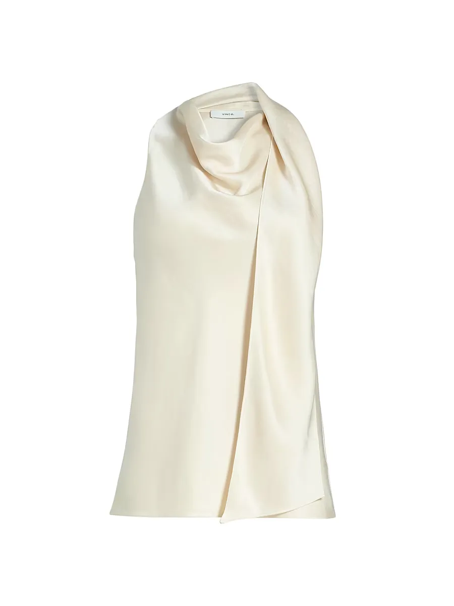 Satin Scarf Cowlneck Top by Vince