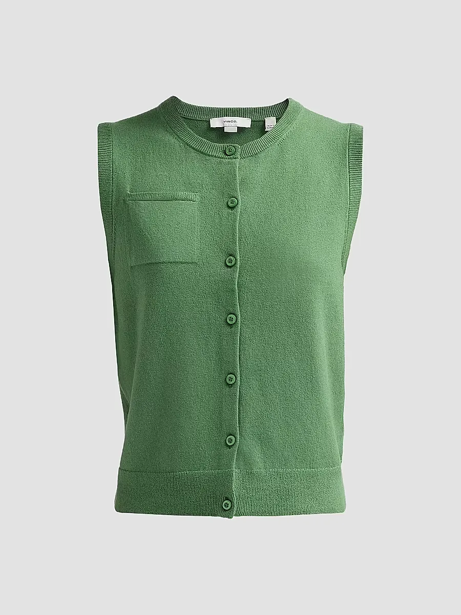 Patch Pocket Cardigan-Style Tank by Vince