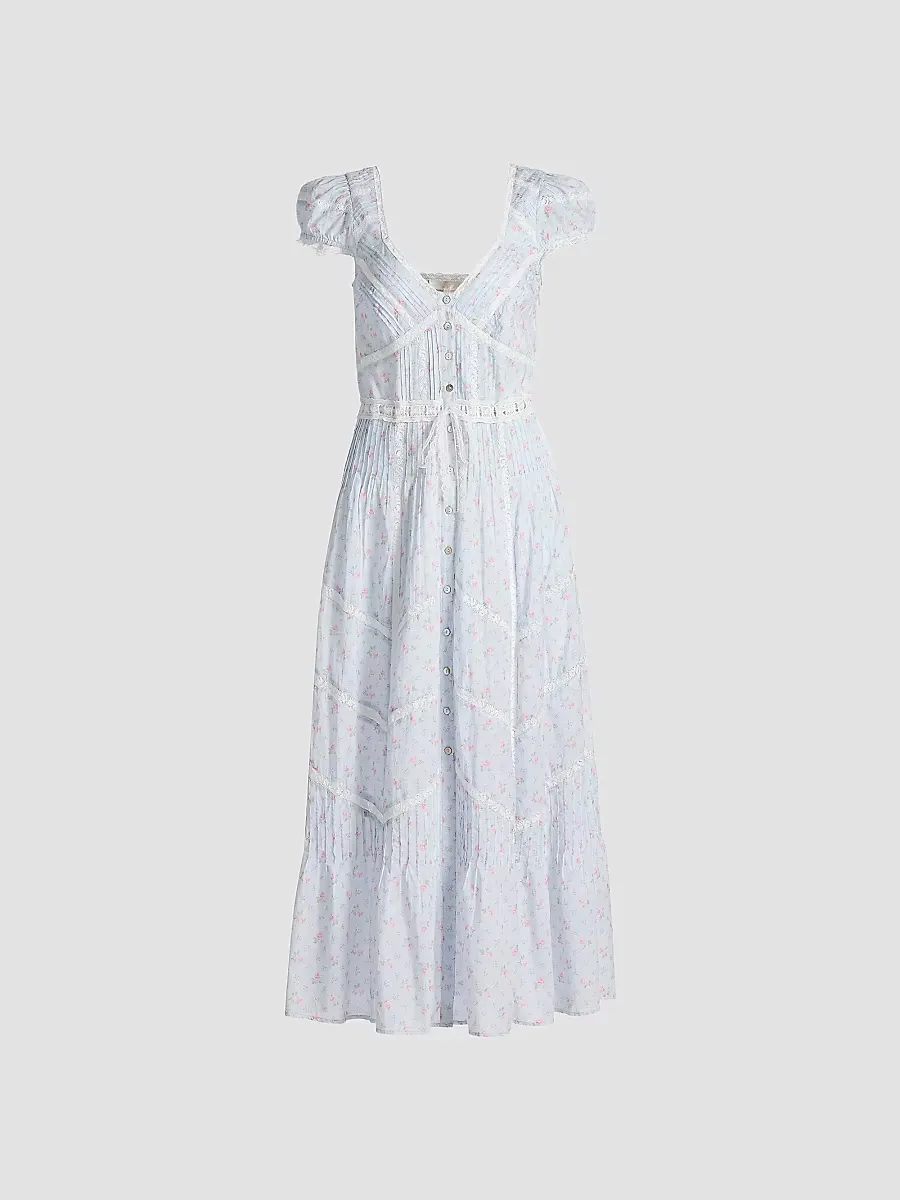 Aurela Floral Cotton Tiered Maxi Dress