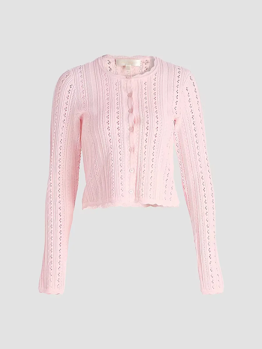 Peridot Scalloped Trim Cardigan by LoveShackFancy
