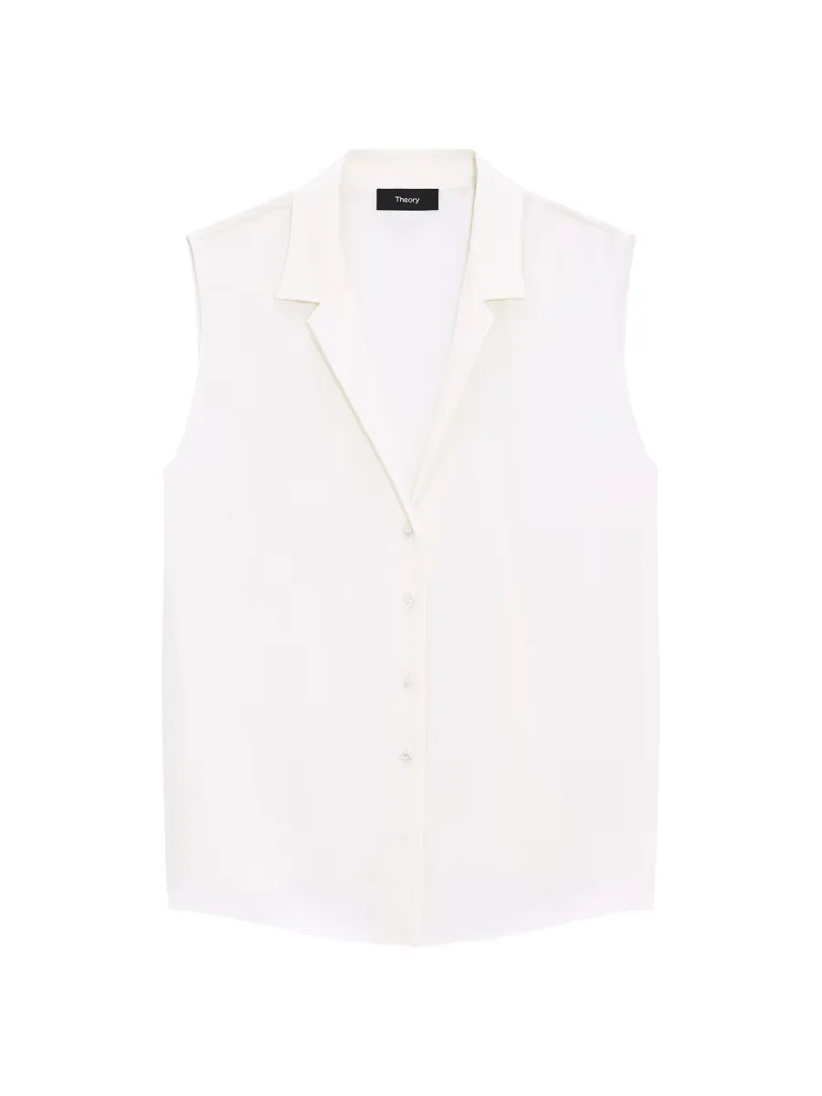 Silk Sleeveless Button-Front Blouse by Theory