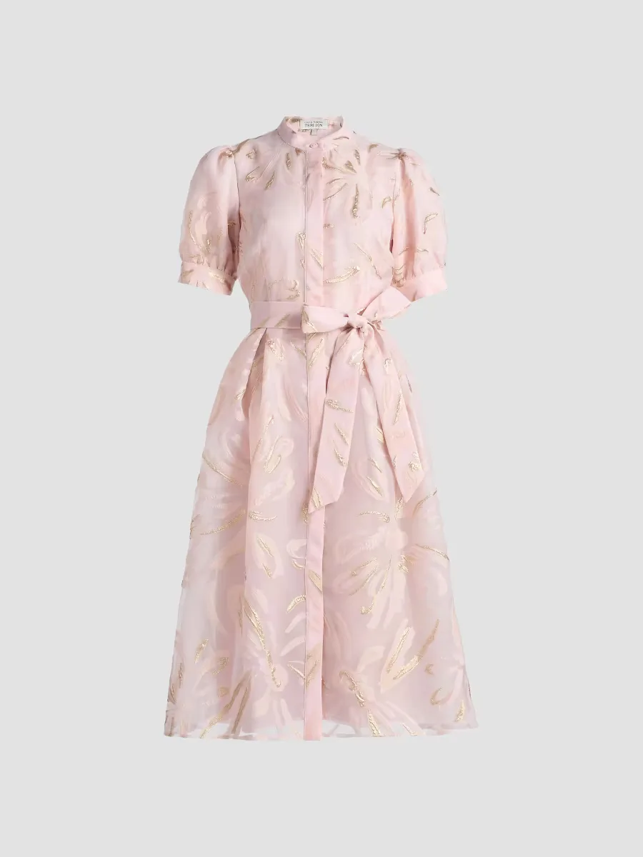 Metallic Organza Midi-Dress