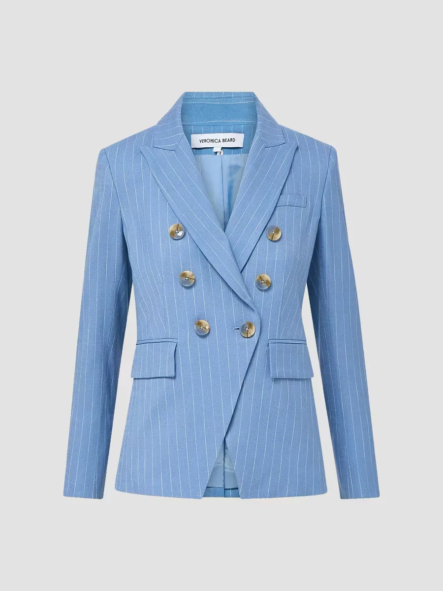 Veronica Beard Miller Pinstriped Double-Breasted Dickey Jacket by Veronica Beard