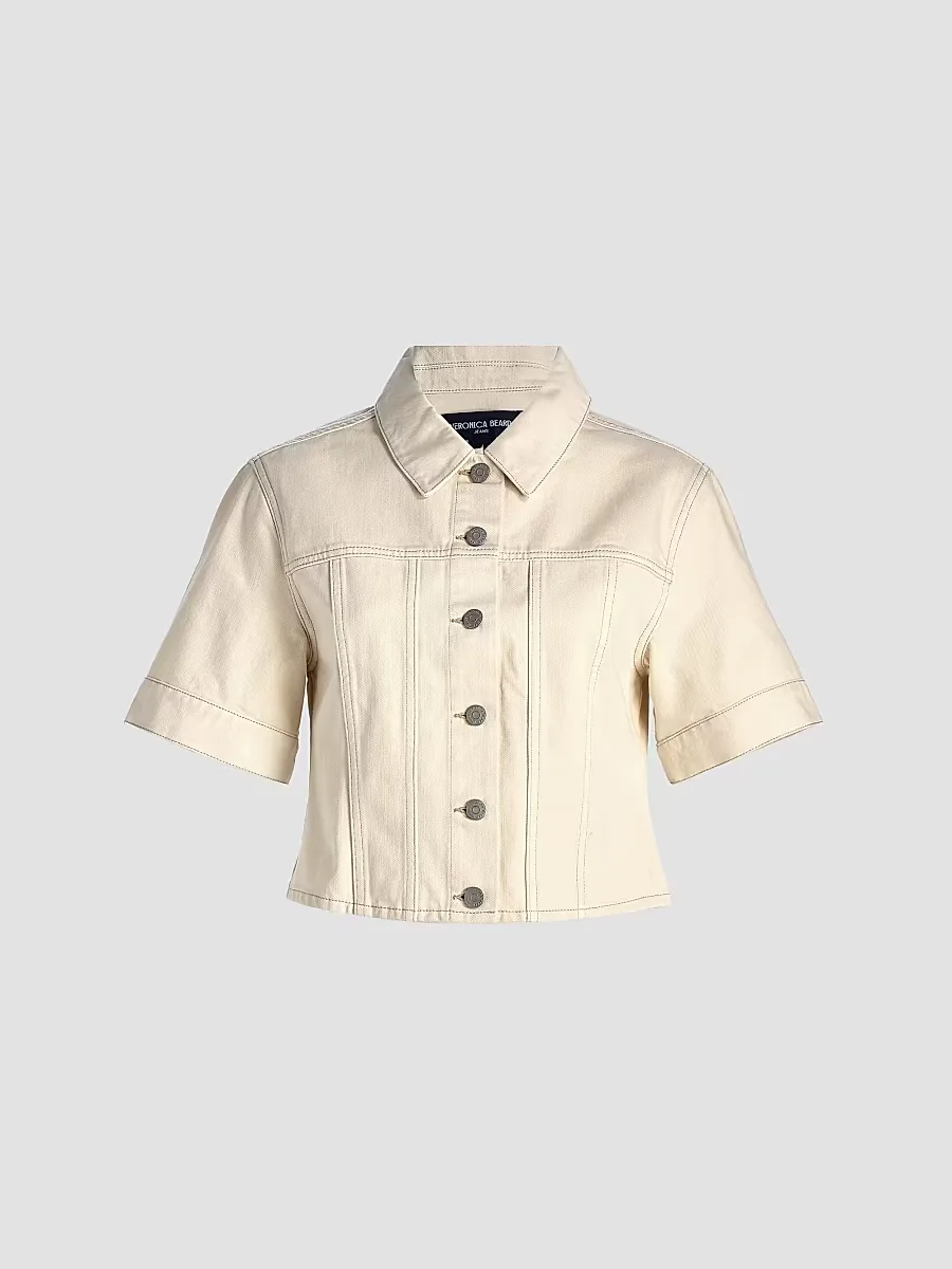 Veronica Beard Malcom Slub Denim Short-Sleeve Jacket by Veronica Beard