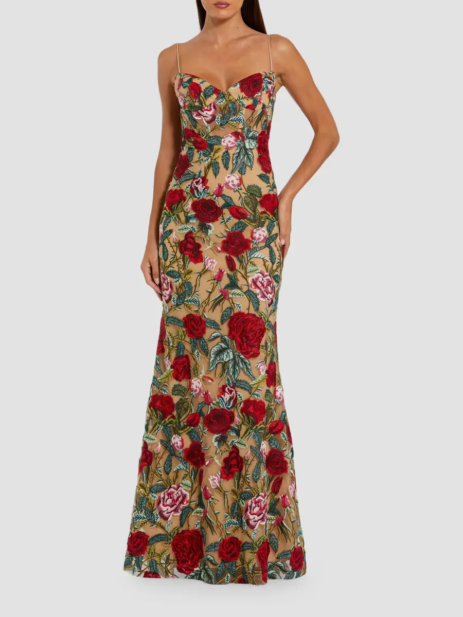 Mac Duggal Ieena Floral Embroidered Gown by M.A.C.