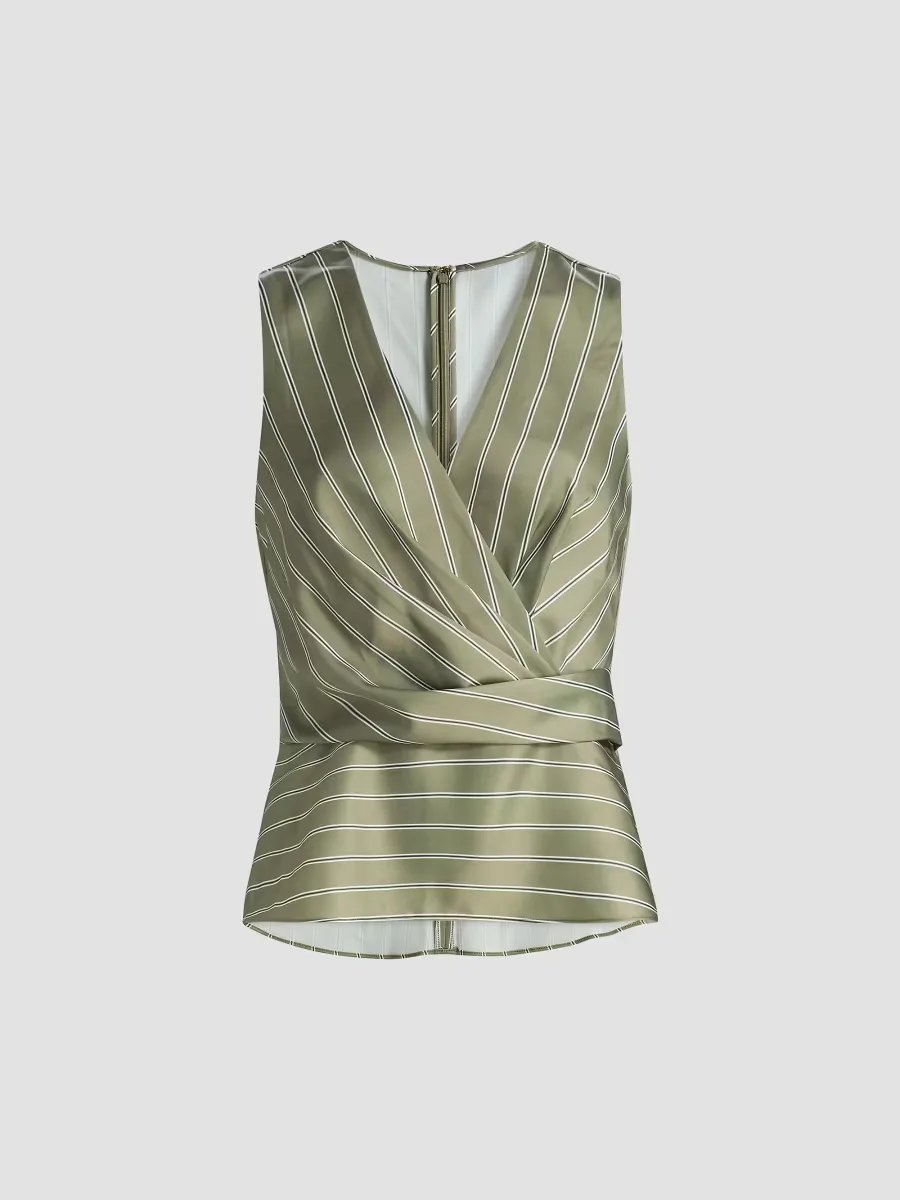 Veronika Striped Draped Sleeveless Top by Ramy Brook
