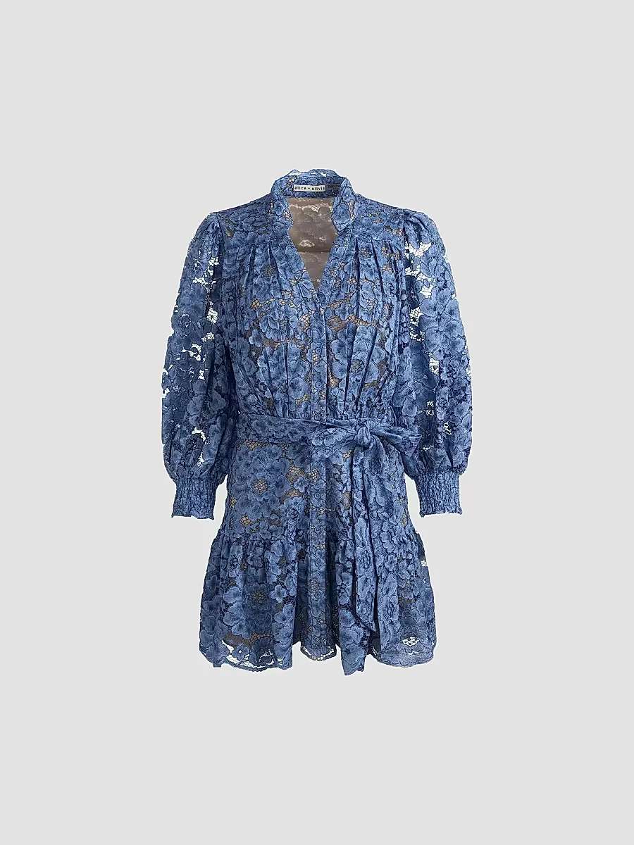 Cora Floral Open-Knit Minidress by Alice + Olivia