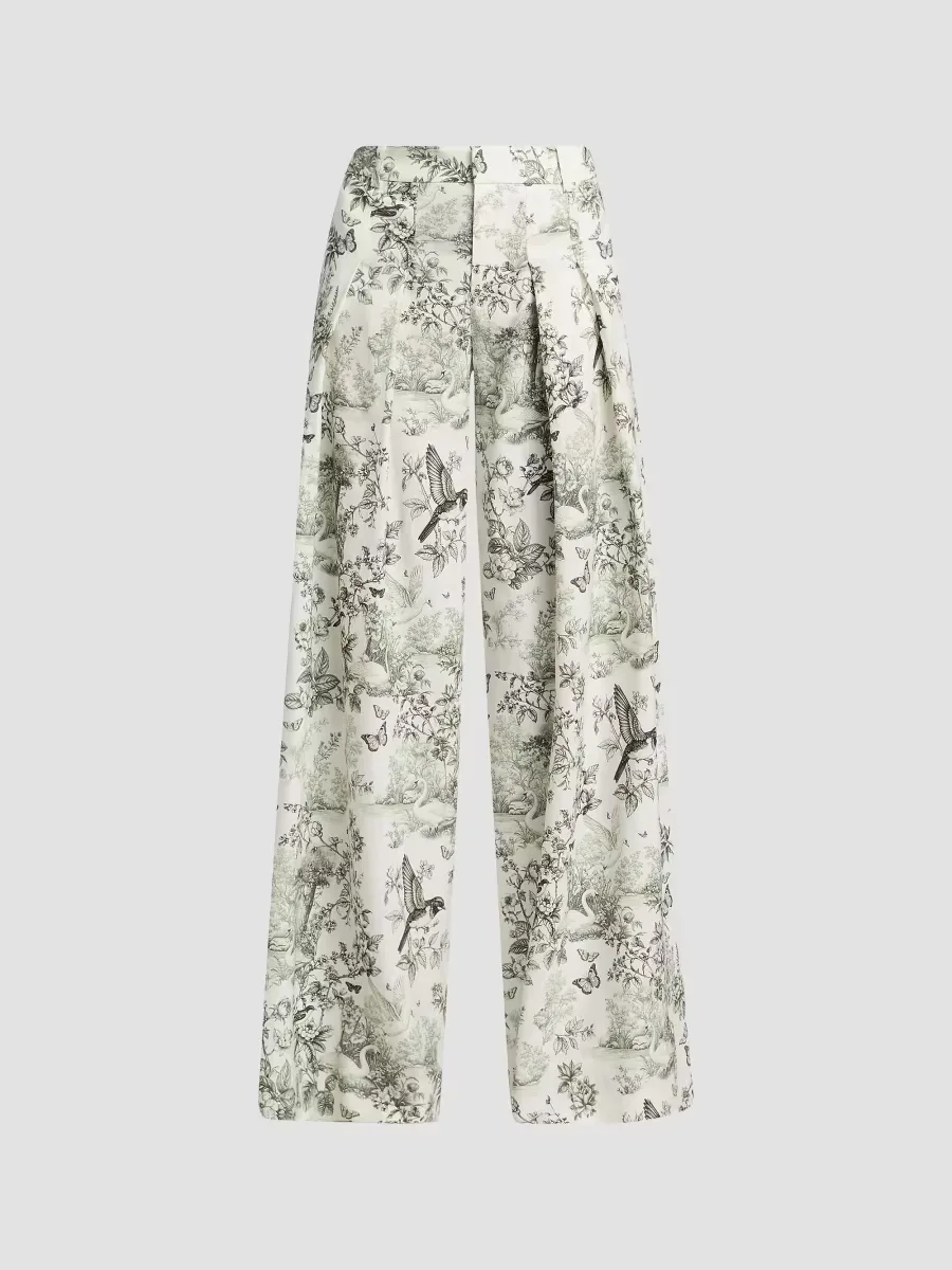 Blaire Printed Linen-Blend Wide-Leg Pants by Alice + Olivia