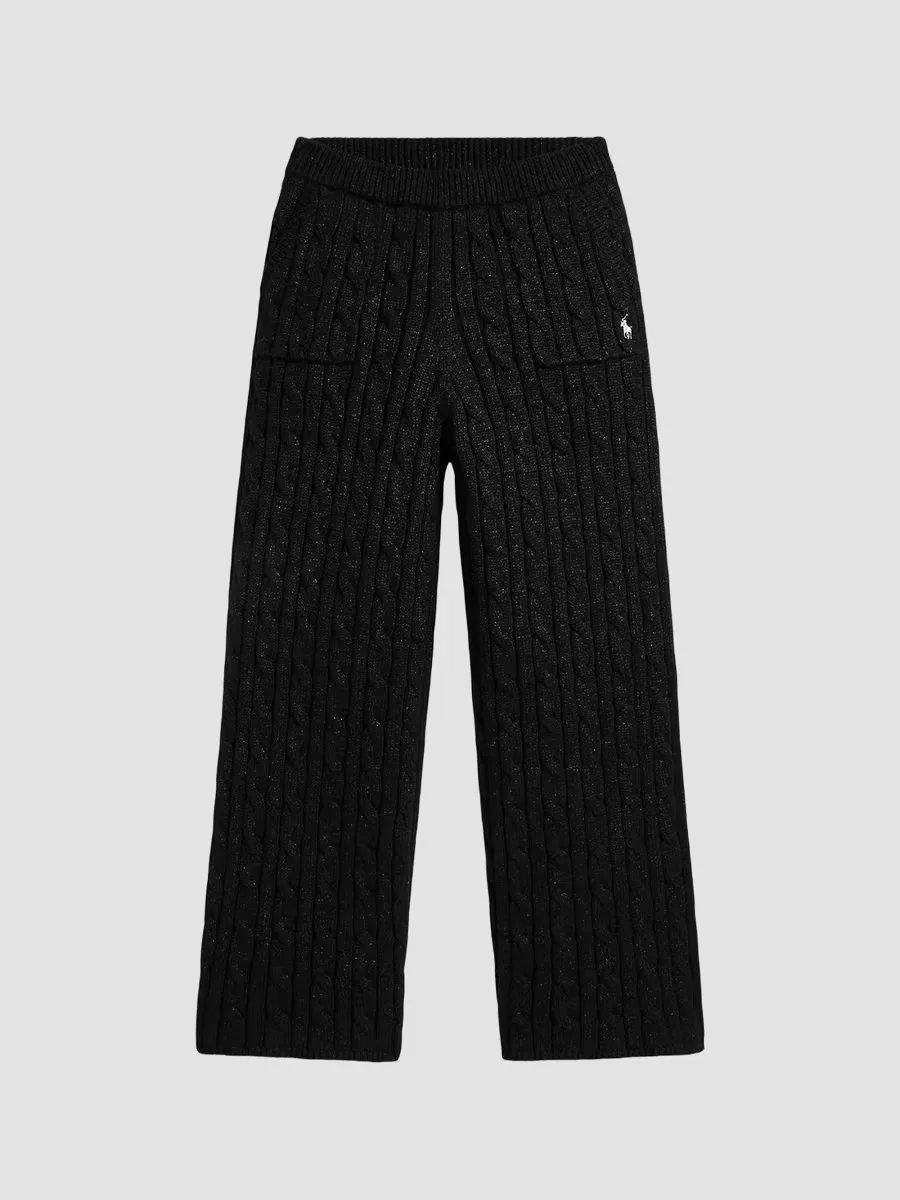 Metallic Cable-Knit Cotton Sweater Pants by Polo Ralph Lauren