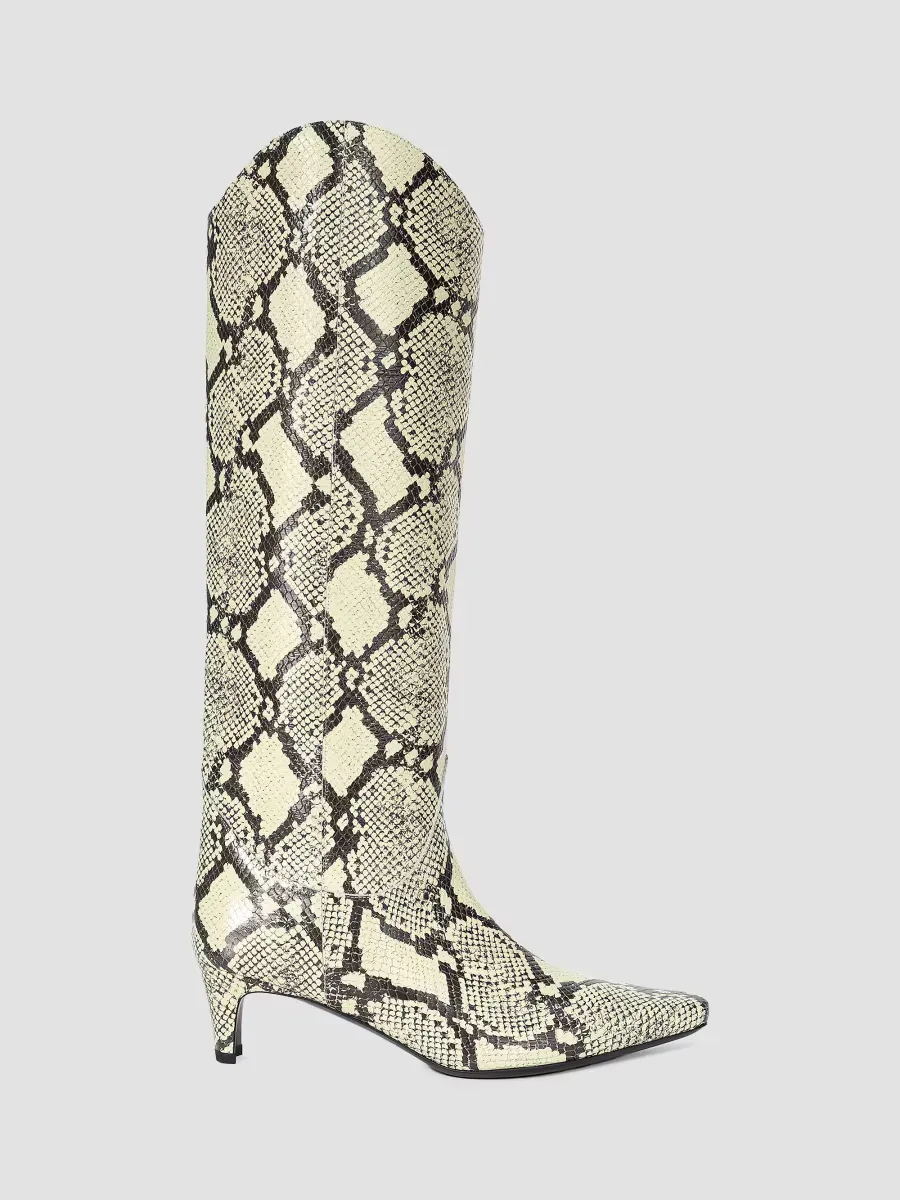 Western Wally Snakeskin Leather Boots by STAUD