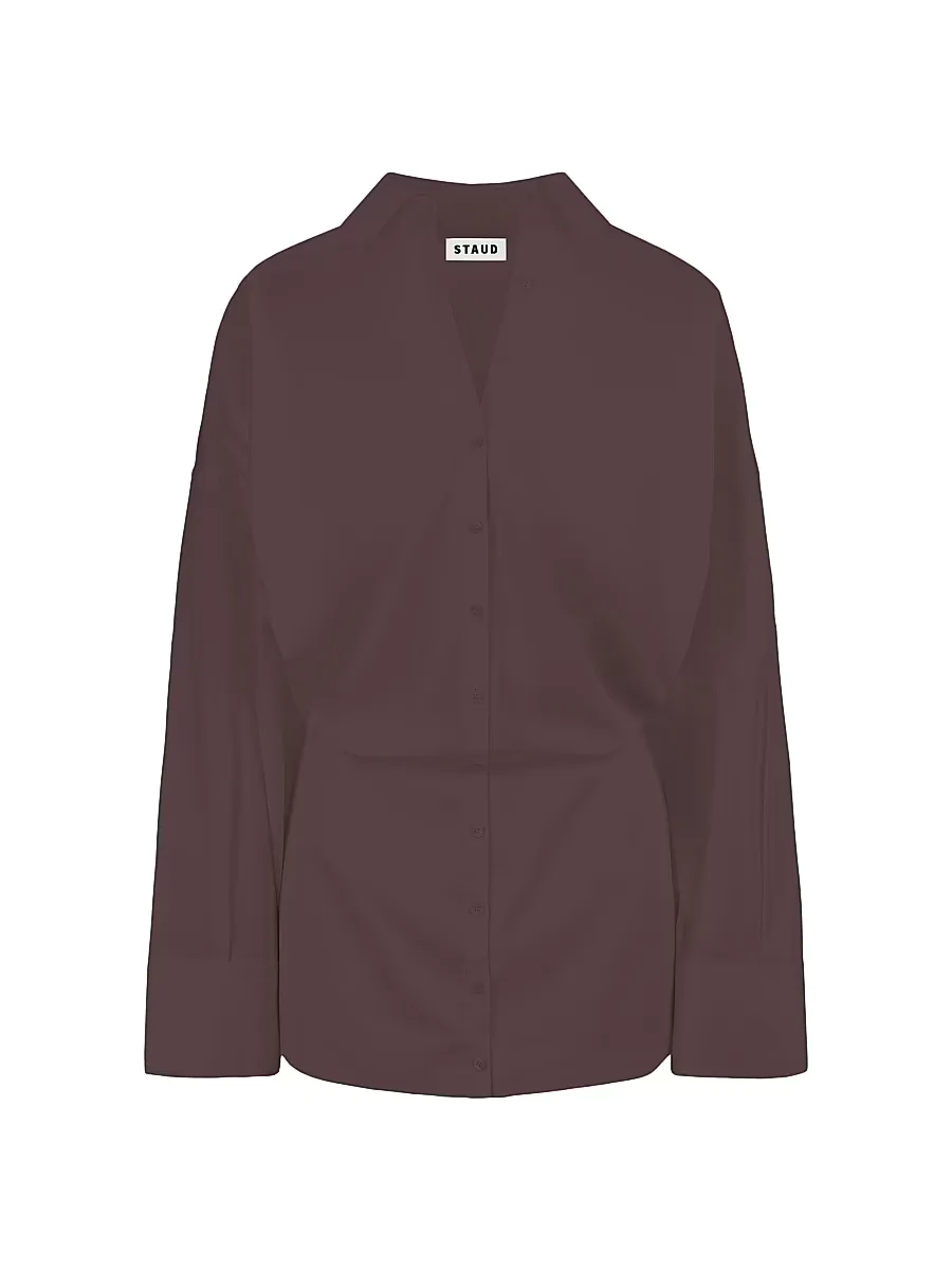 Cynthia Stretch-Cotton Mini-Shirtdress by STAUD