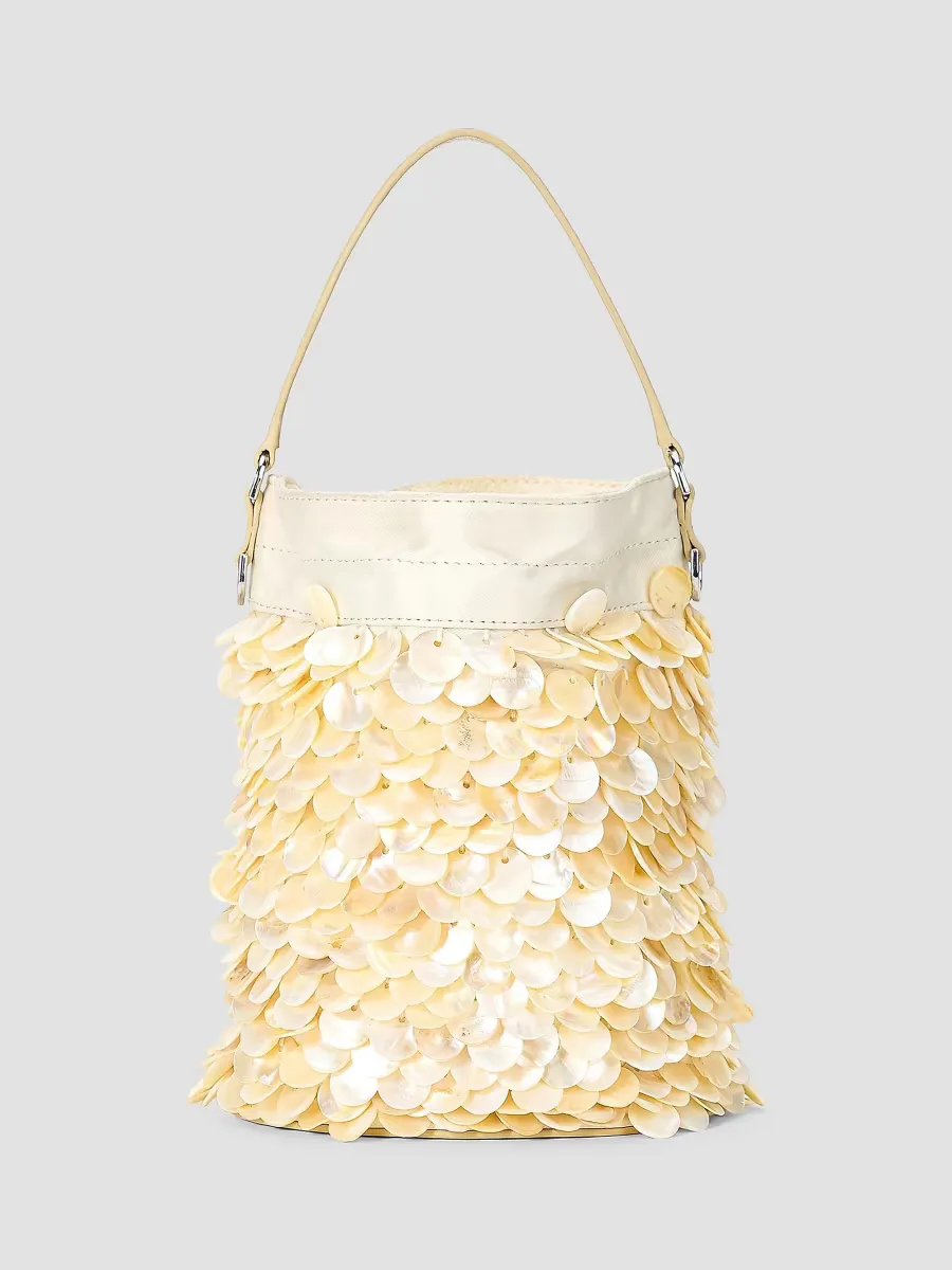 Lila Mini Mother-Of-Pearl Bucket Bag by STAUD