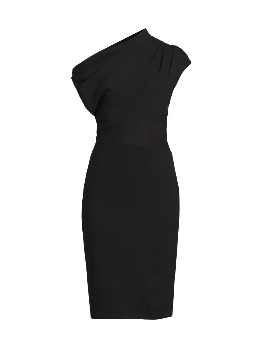 Crepe Jersey One-Shoulder Midi-Dress by Aidan Mattox