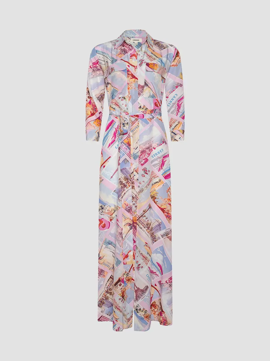 Cameron Postcard-Print Silk Shirtdress by L'AGENCE