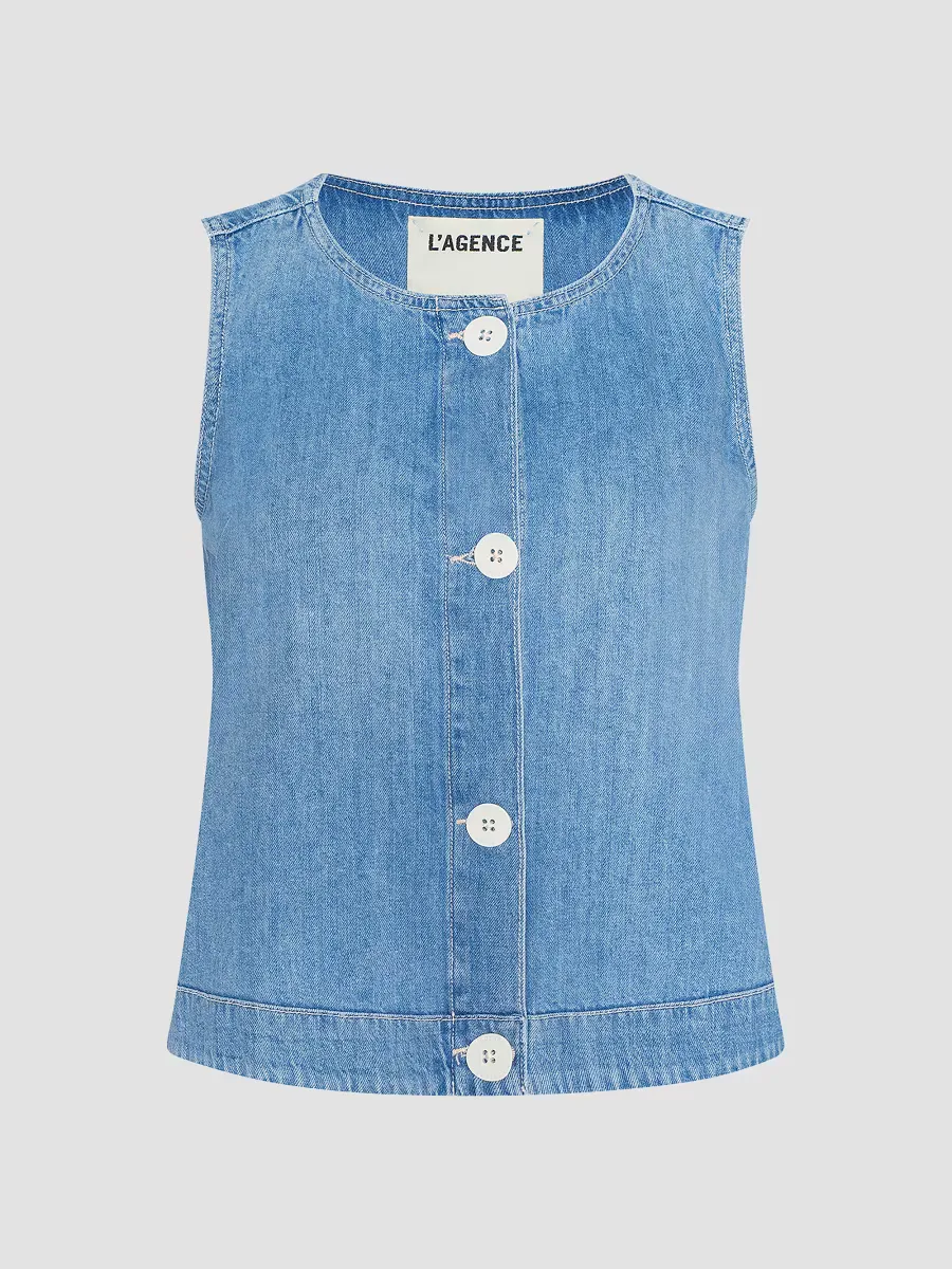 Foster Denim Sleeveless Top by L'AGENCE