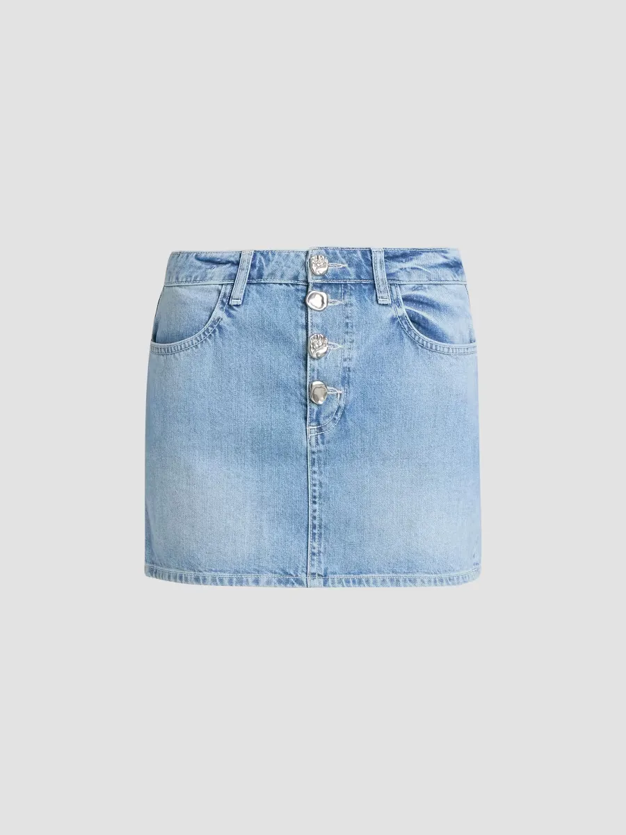 Solene Four-Button Denim Miniskirt by L'AGENCE