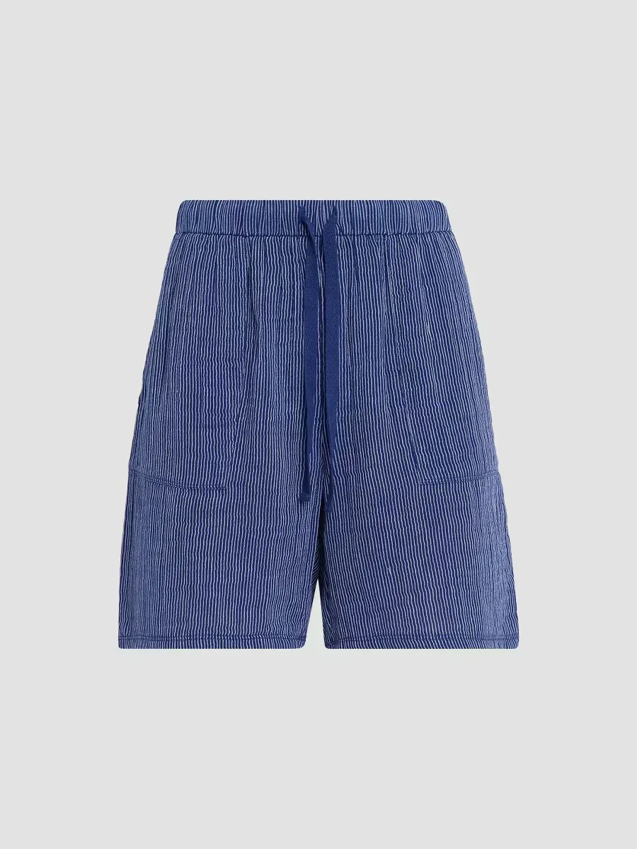 Striped Cotton Gauze Walking Shorts