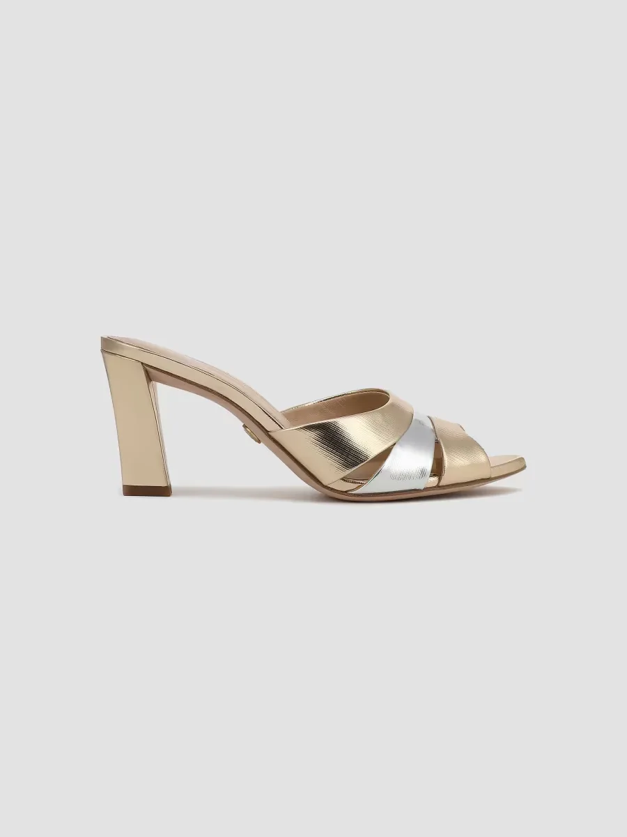 Cassiel 75MM Metallic Leather Sandals by Veronica Beard