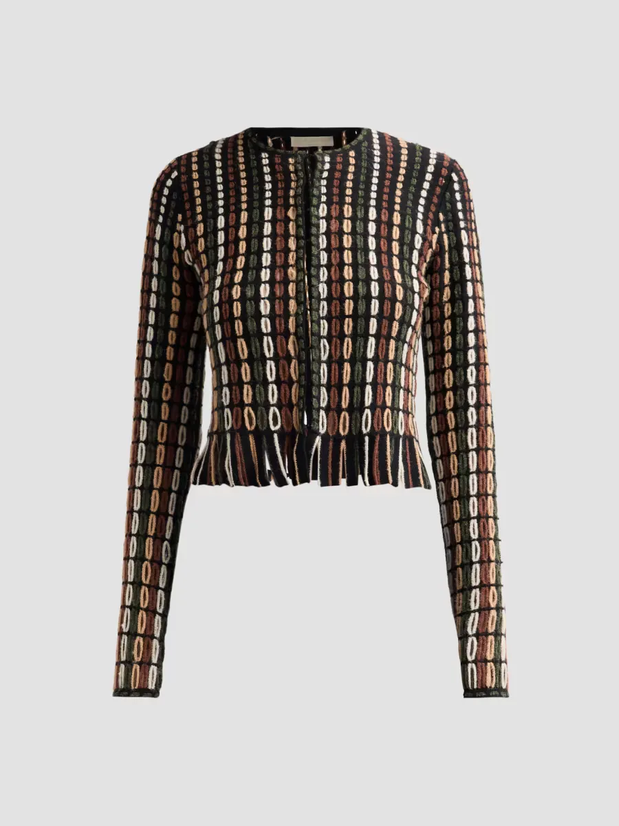 Zora Float-Stitch Knit Wool-Blend Cardigan by Ulla Johnson