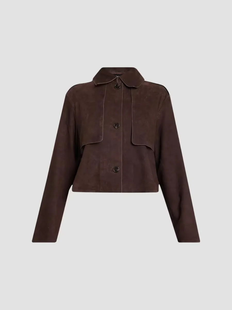 Rese Suede Crop Trench Jacket by Theory