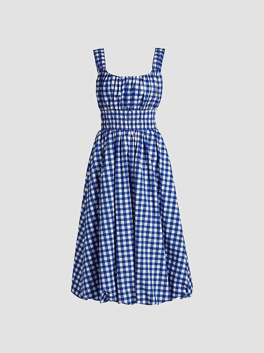 Neci Gingham Cotton Scoopneck Midi-Dress by Sea