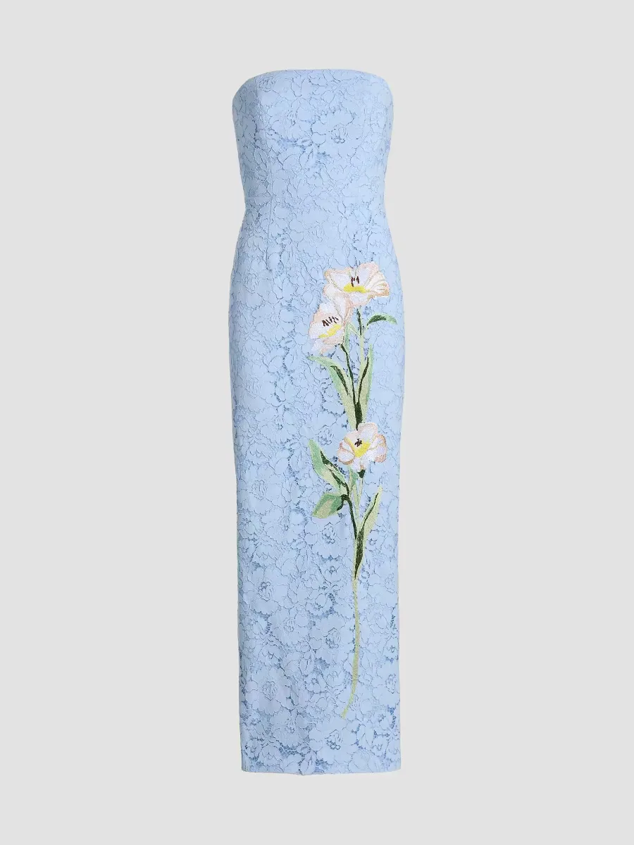 Dolores Floral-Embroidered Lace Cocktail Dress by Milly