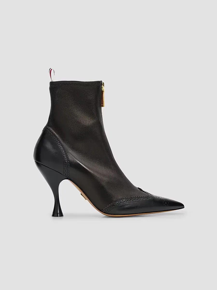 90MM Wingtip Leather Booties by Thom Browne