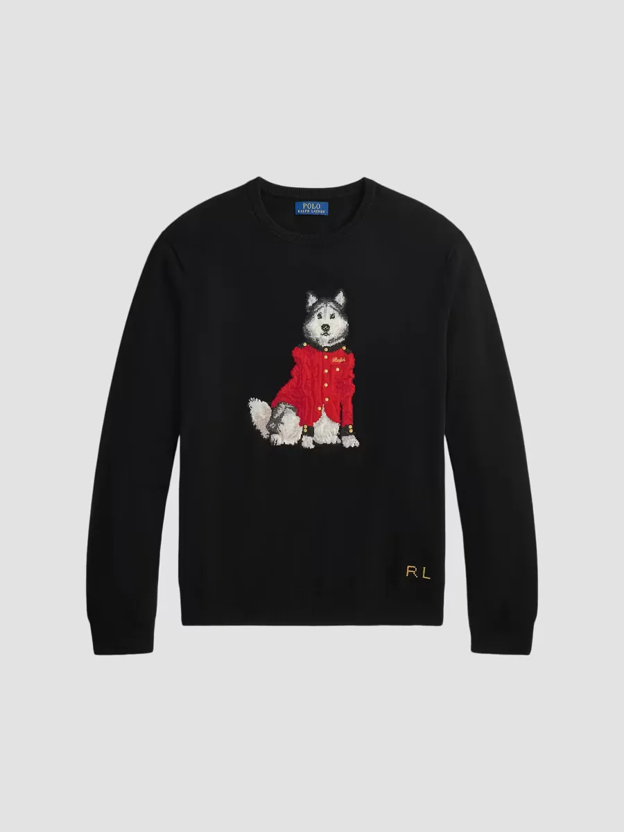 Dog-Intarsia Cashmere Crewneck Sweater by Polo Ralph Lauren